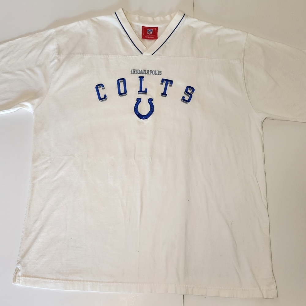"NFL"  Indianapolis Colts  Extra Large  White  Cotton  V-Neck  Pull-Over Jersey